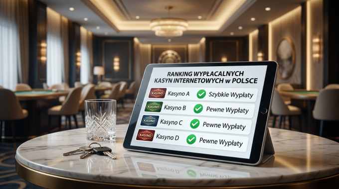 Luksusowe wnętrze kasyna z zestawieniem najszybciej wypłacalnych marek 2026.